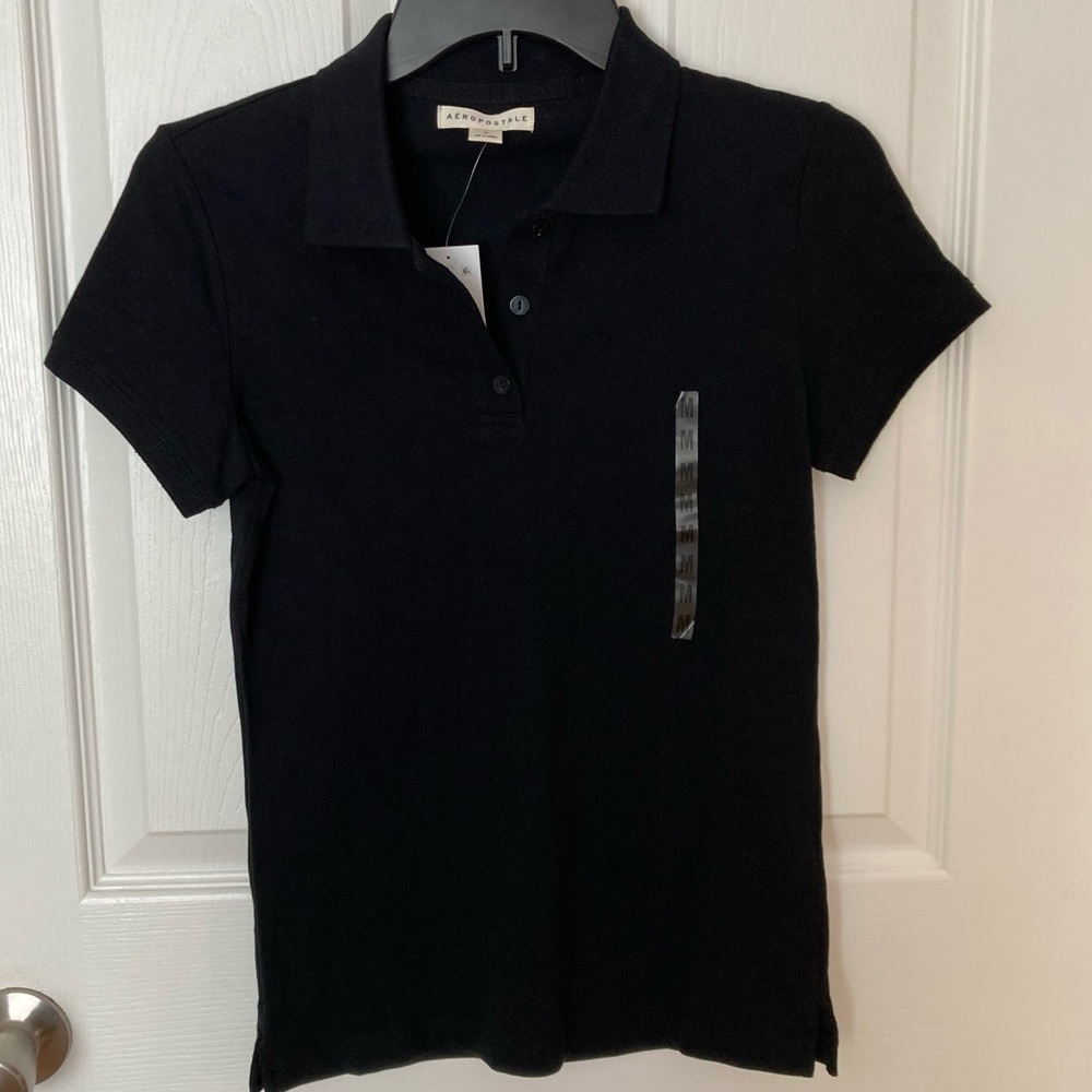 NWT Aeropostale Ladies Black Collared Shirt Sz Medium